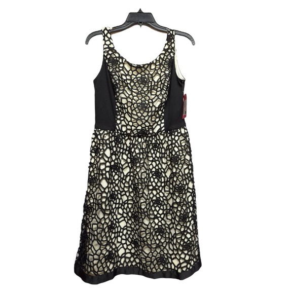 Isaac Mizrahi Black and Cream Sleeveless A-line Mini Dress NWT Size 8 - Picture 1 of 4